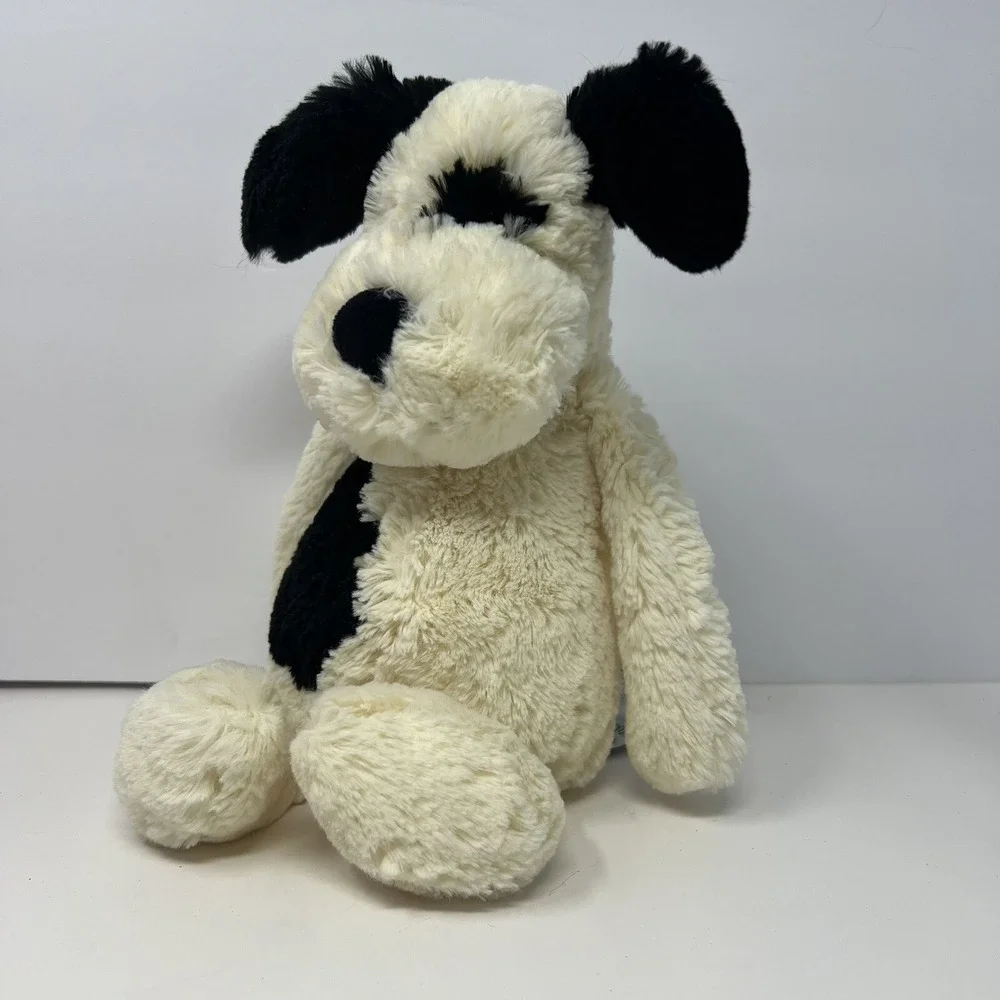 Jellycat Bashful Dog Puppy Plush Black white Stuffed Animal 9